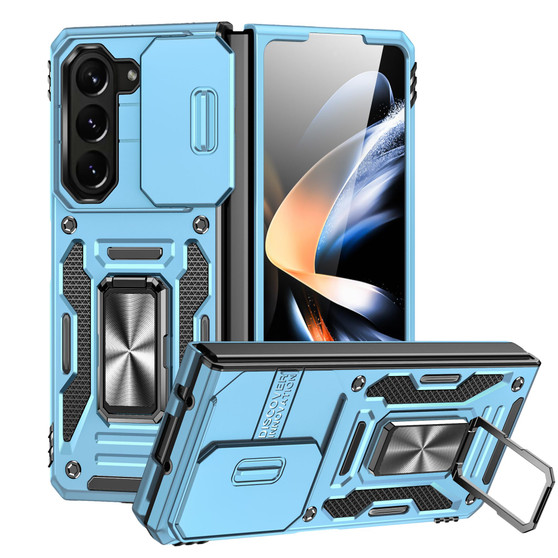Cubix Artemis Series Back Cover for Samsung Galaxy Z Fold 5 Case with Stand & Slide Camera Cover Military Grade Drop Protection Case for Samsung Galaxy Z Fold 5 (Sky Blue) 