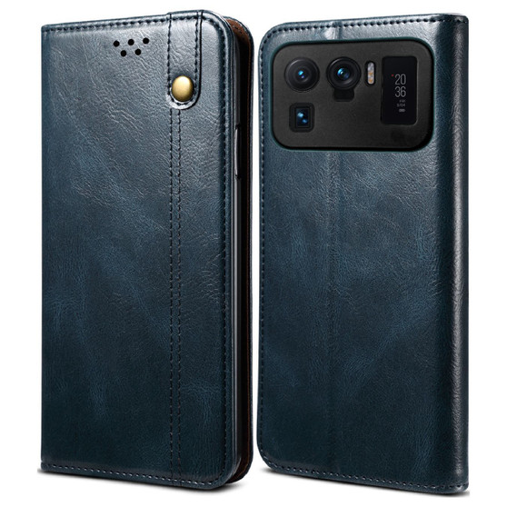 Cubix Flip Cover for Mi 11 Ultra  Handmade Leather Wallet Case with Kickstand Card Slots Magnetic Closure for Mi 11 Ultra (Navy Blue)