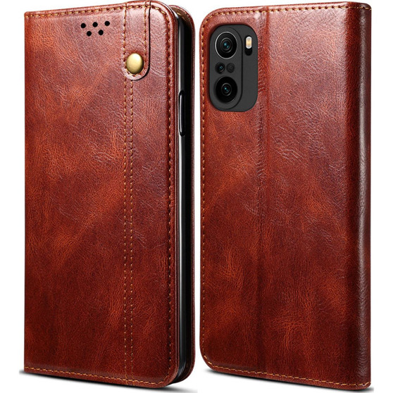 Cubix Flip Cover for Mi 11X Pro / Mi 11X  Handmade Leather Wallet Case with Kickstand Card Slots Magnetic Closure for Mi 11X Pro / Mi 11X (Brown)