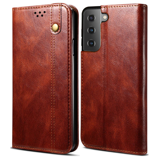 Cubix Flip Cover for Samsung Galaxy S21  Handmade Leather Wallet Case with Kickstand Card Slots Magnetic Closure for Samsung Galaxy S21 (Brown)