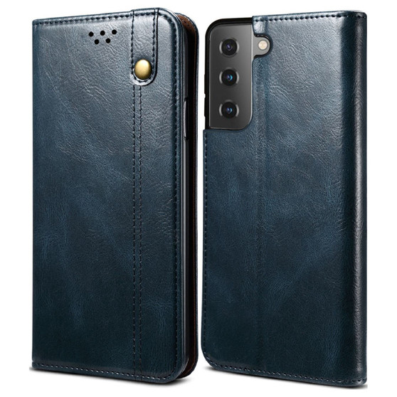 Cubix Flip Cover for Samsung Galaxy S21  Handmade Leather Wallet Case with Kickstand Card Slots Magnetic Closure for Samsung Galaxy S21 (Navy Blue)