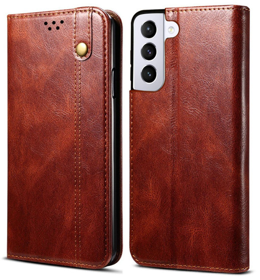 Cubix Flip Cover for Samsung Galaxy S21 Plus  Handmade Leather Wallet Case with Kickstand Card Slots Magnetic Closure for Samsung Galaxy S21 Plus (Brown)