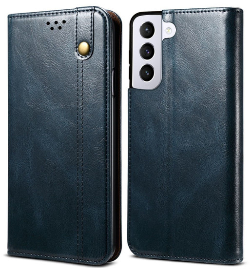 Cubix Flip Cover for Samsung Galaxy S21 Plus  Handmade Leather Wallet Case with Kickstand Card Slots Magnetic Closure for Samsung Galaxy S21 Plus (Navy Blue)