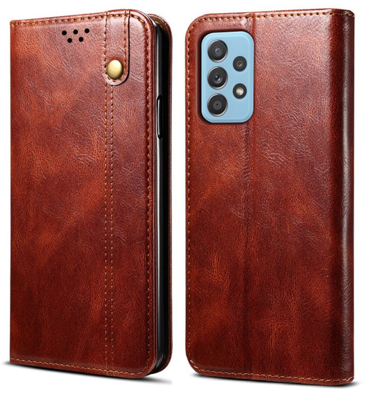 Cubix Flip Cover for Samsung Galaxy A52 / Galaxy A52s 5G  Handmade Leather Wallet Case with Kickstand Card Slots Magnetic Closure for Samsung Galaxy A52 / Galaxy A52s 5G (Brown)