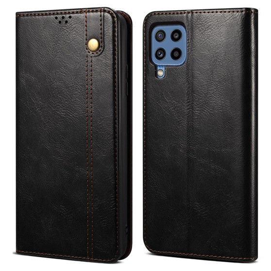 Cubix Flip Cover for Samsung Galaxy M32  Handmade Leather Wallet Case with Kickstand Card Slots Magnetic Closure for Samsung Galaxy M32 (Black)