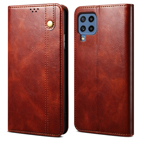 Cubix Flip Cover for Samsung Galaxy M32  Handmade Leather Wallet Case with Kickstand Card Slots Magnetic Closure for Samsung Galaxy M32 (Brown)