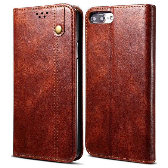 Cubix Flip Cover for Apple iPhone 8 Plus / iPhone 7 Plus  Handmade Leather Wallet Case with Kickstand Card Slots Magnetic Closure for Apple iPhone 8 Plus / iPhone 7 Plus (Brown)
