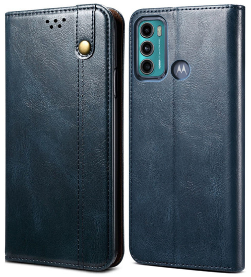 Cubix Flip Cover for MOTOROLA G60/ G40 Fusion  Handmade Leather Wallet Case with Kickstand Card Slots Magnetic Closure for MOTOROLA G60/ G40 Fusion (Navy Blue)