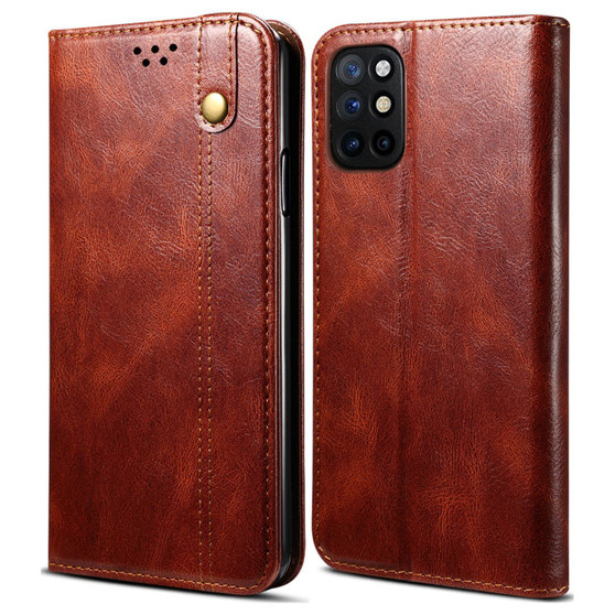 Cubix Flip Cover for OnePlus 8T  Handmade Leather Wallet Case with Kickstand Card Slots Magnetic Closure for OnePlus 8T (Brown)