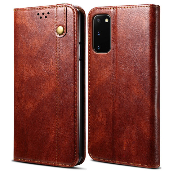 Cubix Flip Cover for Samsung Galaxy S20  Handmade Leather Wallet Case with Kickstand Card Slots Magnetic Closure for Samsung Galaxy S20 (Brown)