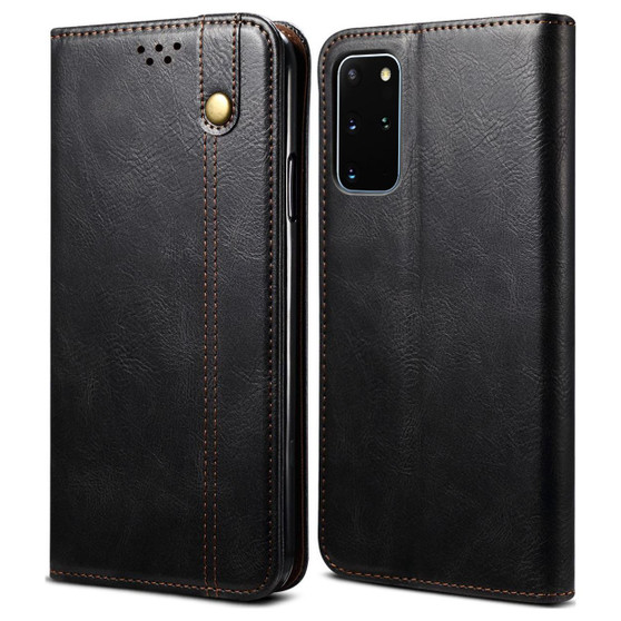 Cubix Flip Cover for Samsung Galaxy S20 Plus  Handmade Leather Wallet Case with Kickstand Card Slots Magnetic Closure for Samsung Galaxy S20 Plus (Black)