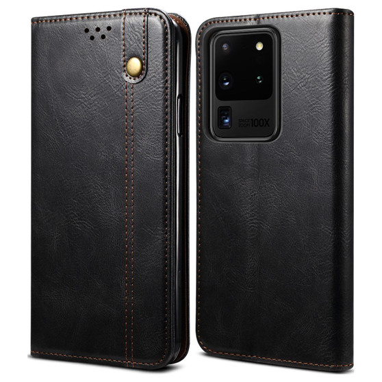 Cubix Flip Cover for Samsung Galaxy S20 Ultra  Handmade Leather Wallet Case with Kickstand Card Slots Magnetic Closure for Samsung Galaxy S20 Ultra (Black)