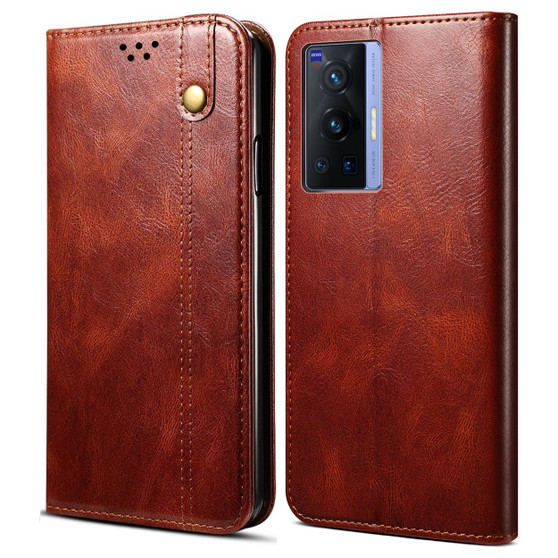 Cubix Flip Cover for vivo X70 Pro  Handmade Leather Wallet Case with Kickstand Card Slots Magnetic Closure for vivo X70 Pro (Brown)