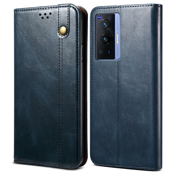 Cubix Flip Cover for vivo X70 Pro  Handmade Leather Wallet Case with Kickstand Card Slots Magnetic Closure for vivo X70 Pro (Navy Blue)