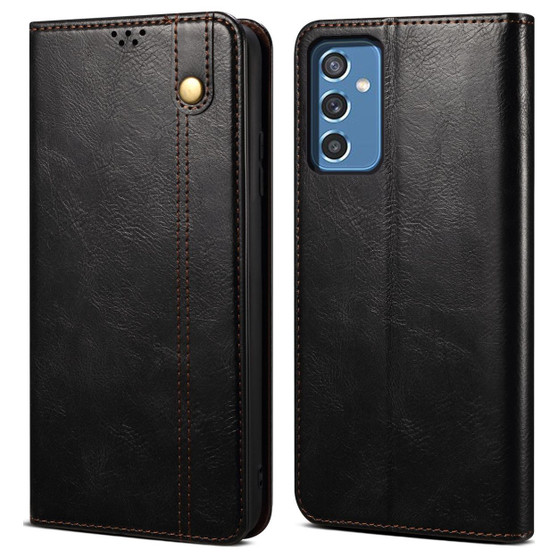 Cubix Flip Cover for Samsung Galaxy M52 5G  Handmade Leather Wallet Case with Kickstand Card Slots Magnetic Closure for Samsung Galaxy M52 5G (Black)