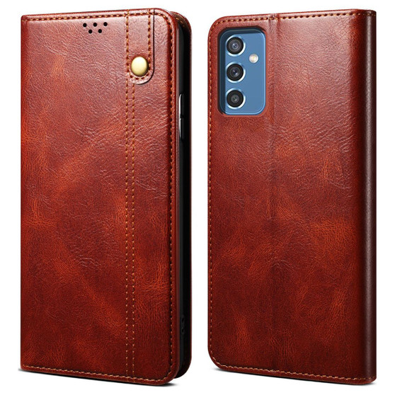 Cubix Flip Cover for Samsung Galaxy M52 5G  Handmade Leather Wallet Case with Kickstand Card Slots Magnetic Closure for Samsung Galaxy M52 5G (Brown)