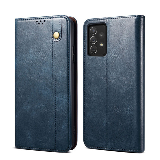 Cubix Flip Cover for Samsung Galaxy A73 5G  Handmade Leather Wallet Case with Kickstand Card Slots Magnetic Closure for Samsung Galaxy A73 5G (Navy Blue)
