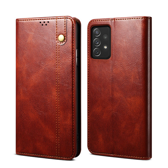 Cubix Flip Cover for Samsung Galaxy A53 5G  Handmade Leather Wallet Case with Kickstand Card Slots Magnetic Closure for Samsung Galaxy A53 5G (Brown)