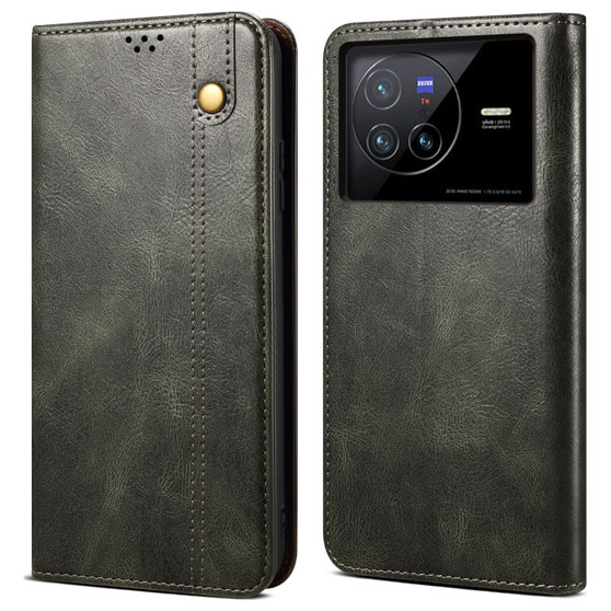 Cubix Flip Cover for vivo X80  Handmade Leather Wallet Case with Kickstand Card Slots Magnetic Closure for vivo X80 (Forest Green)