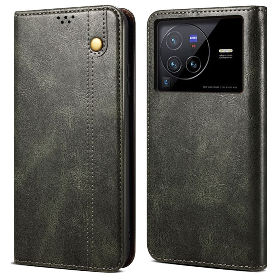 Cubix Flip Cover for vivo X80 Pro  Handmade Leather Wallet Case with Kickstand Card Slots Magnetic Closure for vivo X80 Pro (Forest Green)