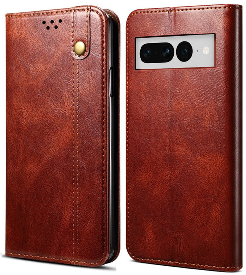 Cubix Flip Cover for Google Pixel 7 Pro  Handmade Leather Wallet Case with Kickstand Card Slots Magnetic Closure for Google Pixel 7 Pro (Brown)