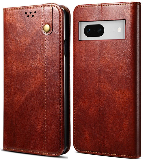 Cubix Flip Cover for Google Pixel 7  Handmade Leather Wallet Case with Kickstand Card Slots Magnetic Closure for Google Pixel 7 (Brown)