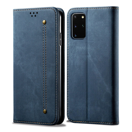 Cubix Denim Flip Cover for Samsung Galaxy S20 Plus Case Premium Luxury Slim Wallet Folio Case Magnetic Closure Flip Cover with Stand and Credit Card Slot (Blue)