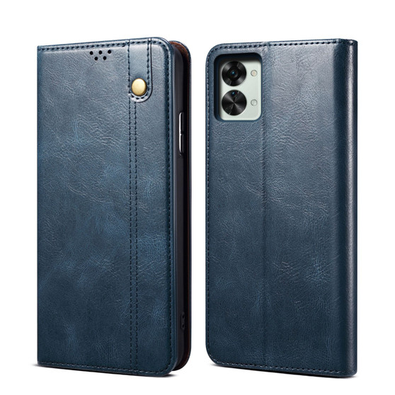 Cubix Flip Cover for OnePlus Nord 2T  Handmade Leather Wallet Case with Kickstand Card Slots Magnetic Closure for OnePlus Nord 2T (Navy Blue)