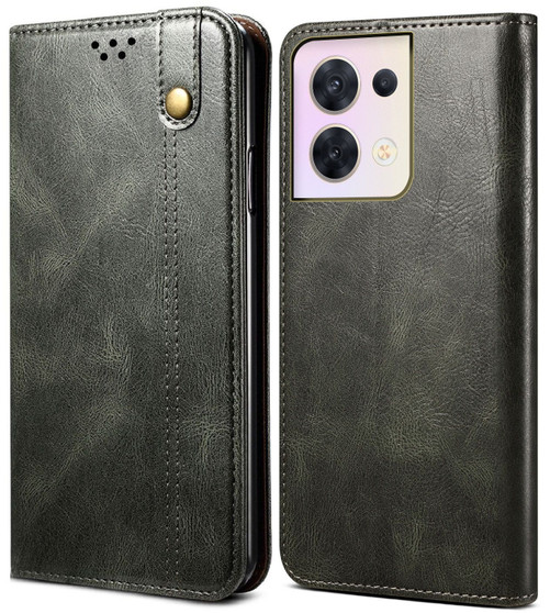Cubix Flip Cover for Oppo Reno 8  Handmade Leather Wallet Case with Kickstand Card Slots Magnetic Closure for Oppo Reno 8 (Forest Green)