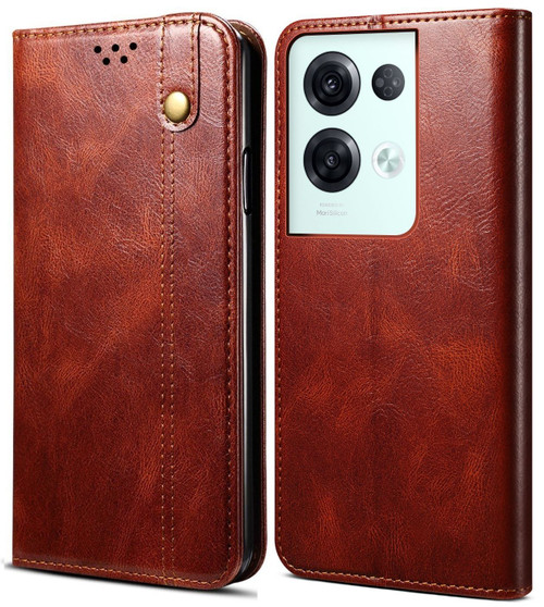 Cubix Flip Cover for Oppo Reno 8 Pro  Handmade Leather Wallet Case with Kickstand Card Slots Magnetic Closure for Oppo Reno 8 Pro (Brown)