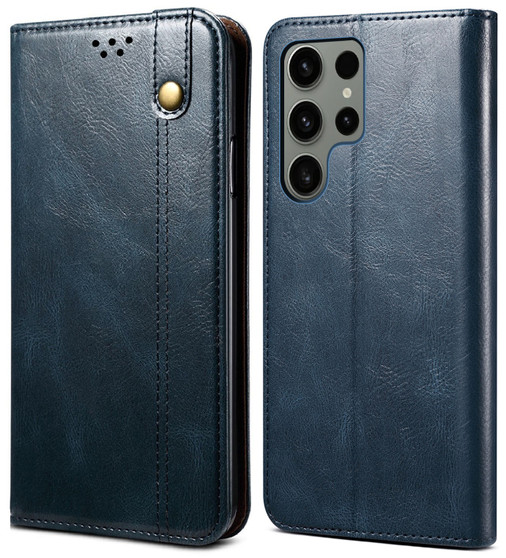 Cubix Flip Cover for Samsung Galaxy S23 Ultra  Handmade Leather Wallet Case with Kickstand Card Slots Magnetic Closure for Samsung Galaxy S23 Ultra (Navy Blue)