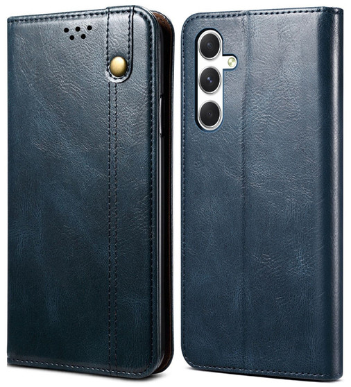 Cubix Flip Cover for Samsung Galaxy A54 5G  Handmade Leather Wallet Case with Kickstand Card Slots Magnetic Closure for Samsung Galaxy A54 5G (Navy Blue)