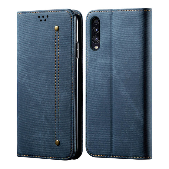 Cubix Denim Flip Cover for Samsung Galaxy A50 / Galaxy A50s / Galaxy A30s Case Premium Luxury Slim Wallet Folio Case Magnetic Closure Flip Cover with Stand and Credit Card Slot (Blue)