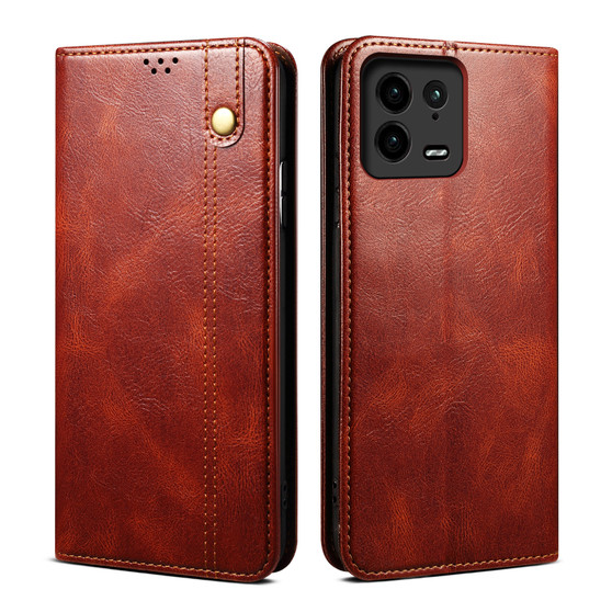 Cubix Flip Cover for Xiaomi 13 Pro  Handmade Leather Wallet Case with Kickstand Card Slots Magnetic Closure for Xiaomi 13 Pro (Brown)