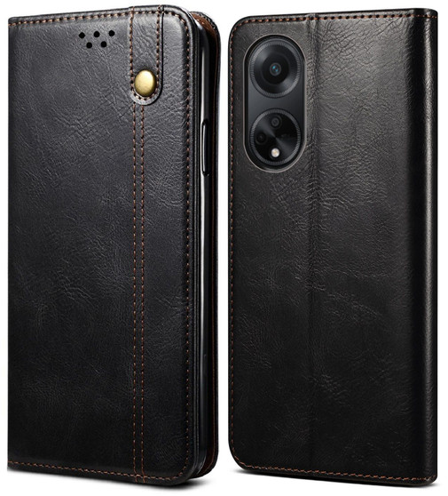 Cubix Flip Cover for OPPO F23 5G  Handmade Leather Wallet Case with Kickstand Card Slots Magnetic Closure for OPPO F23 5G (Black)