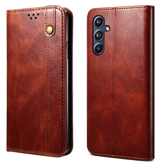 Cubix Flip Cover for Samsung Galaxy F54 5G  Handmade Leather Wallet Case with Kickstand Card Slots Magnetic Closure for Samsung Galaxy F54 5G (Brown)