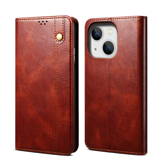 Cubix Flip Cover for Apple iPhone 15 Plus  Handmade Leather Wallet Case with Kickstand Card Slots Magnetic Closure for Apple iPhone 15 Plus (Brown)