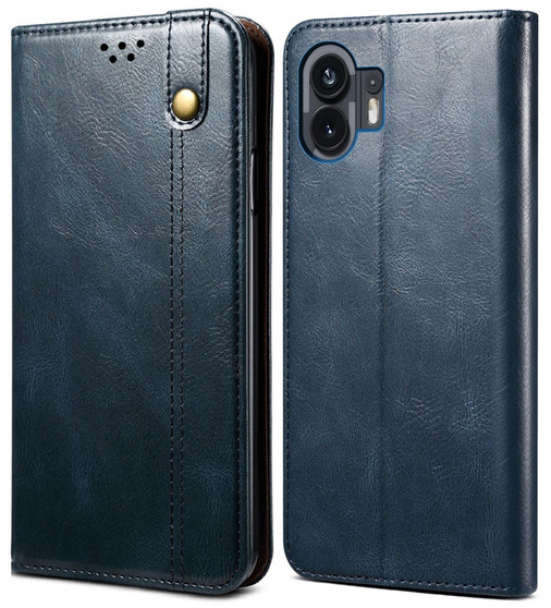 Cubix Flip Cover for Nothing Phone (2)  Handmade Leather Wallet Case with Kickstand Card Slots Magnetic Closure for Nothing Phone (2) (Navy Blue)