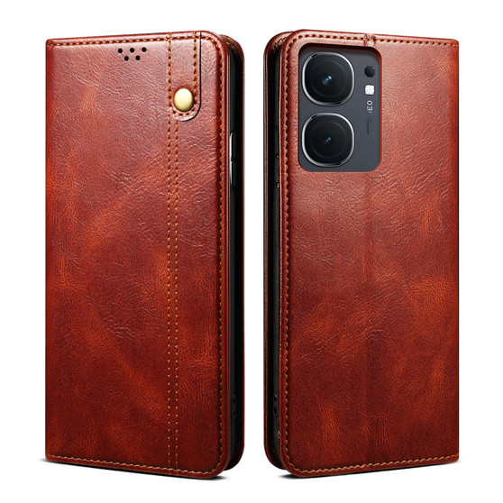 Cubix Flip Cover for IQOO NEO9 PRO  Handmade Leather Wallet Case with Kickstand Card Slots Magnetic Closure for IQOO NEO9 PRO (Brown)