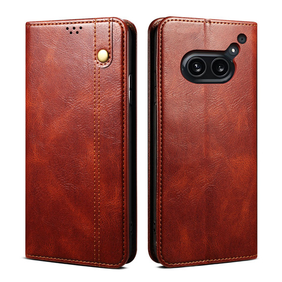 Cubix Flip Cover for Nothing Phone 2a  Handmade Leather Wallet Case with Kickstand Card Slots Magnetic Closure for Nothing Phone 2a (Brown)