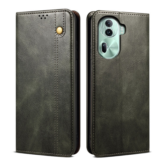 Cubix Flip Cover for Oppo Reno 11 Pro / Reno11 Pro  Handmade Leather Wallet Case with Kickstand Card Slots Magnetic Closure for Oppo Reno 11 Pro / Reno11 Pro (Forest Green)