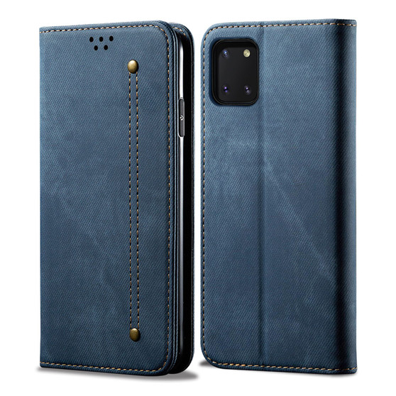 Cubix Denim Flip Cover for Samsung Galaxy Note 10 Lite Case Premium Luxury Slim Wallet Folio Case Magnetic Closure Flip Cover with Stand and Credit Card Slot (Blue)