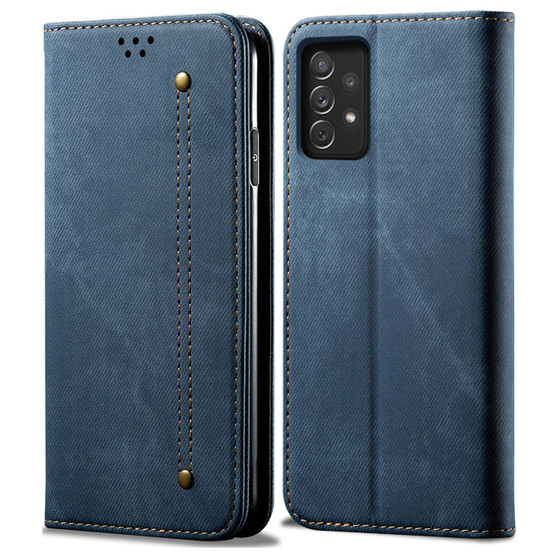 Cubix Denim Flip Cover for Samsung Galaxy A53 5G Case Premium Luxury Slim Wallet Folio Case Magnetic Closure Flip Cover with Stand and Credit Card Slot (Blue)