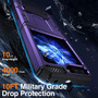 Cubix [Tough Armor] Case for Samsung Galaxy Z Flip 5 [Military-Grade Drop Tested] Slim Rugged Defense Shield Shock Resistant Hybrid Heavy Duty Back Cover Kickstand (Purple)