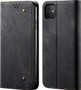 Cubix Denim Flip Cover for Apple iPhone 11 Case Premium Luxury Slim Wallet Folio Case Magnetic Closure Flip Cover with Stand and Credit Card Slot (Black)