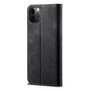 Cubix Denim Flip Cover for Apple iPhone 13 Pro Case Premium Luxury Slim Wallet Folio Case Magnetic Closure Flip Cover with Stand and Credit Card Slot (Black)