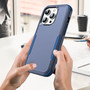 Cubix Capsule Back Cover For Apple iPhone 14 Pro Shockproof Dust Drop Proof 3-Layer Full Body Protection Rugged Heavy Duty Durable Cover Case (Navy Blue)