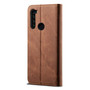 Cubix Denim Flip Cover for Redmi Note 8 Case Premium Luxury Slim Wallet Folio Case Magnetic Closure Flip Cover with Stand and Credit Card Slot (Brown)