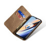 Cubix Denim Flip Cover for Oneplus 7T / One Plus 7T / 1+7T Case Premium Luxury Slim Wallet Folio Case Magnetic Closure Flip Cover with Stand and Credit Card Slot (Khaki)