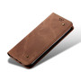 Cubix Denim Flip Cover for Oneplus 7T / One Plus 7T / 1+7T Case Premium Luxury Slim Wallet Folio Case Magnetic Closure Flip Cover with Stand and Credit Card Slot (Brown)